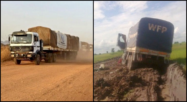 Wet and dry season roads in South Sudan